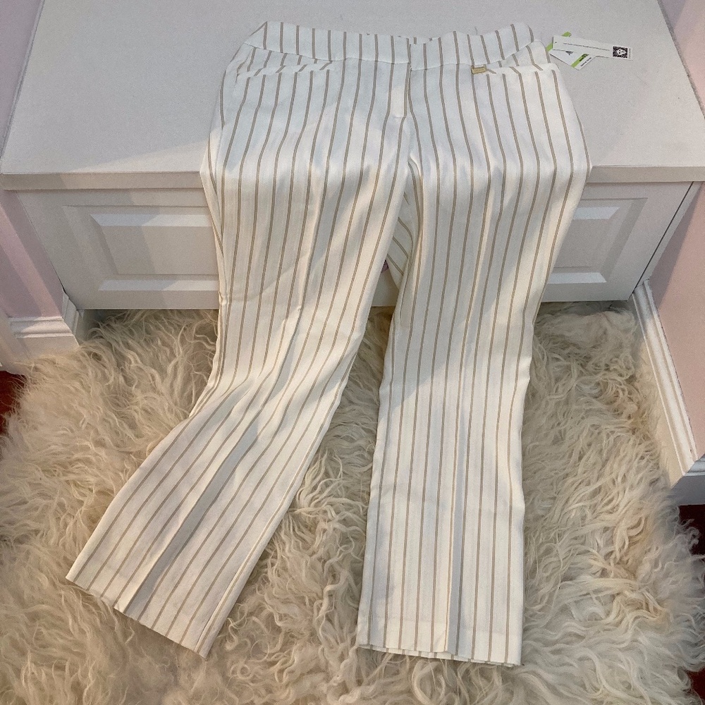 Anne Klein Straight Stripe Flat Front Dress Pants - Picture 1 of 5